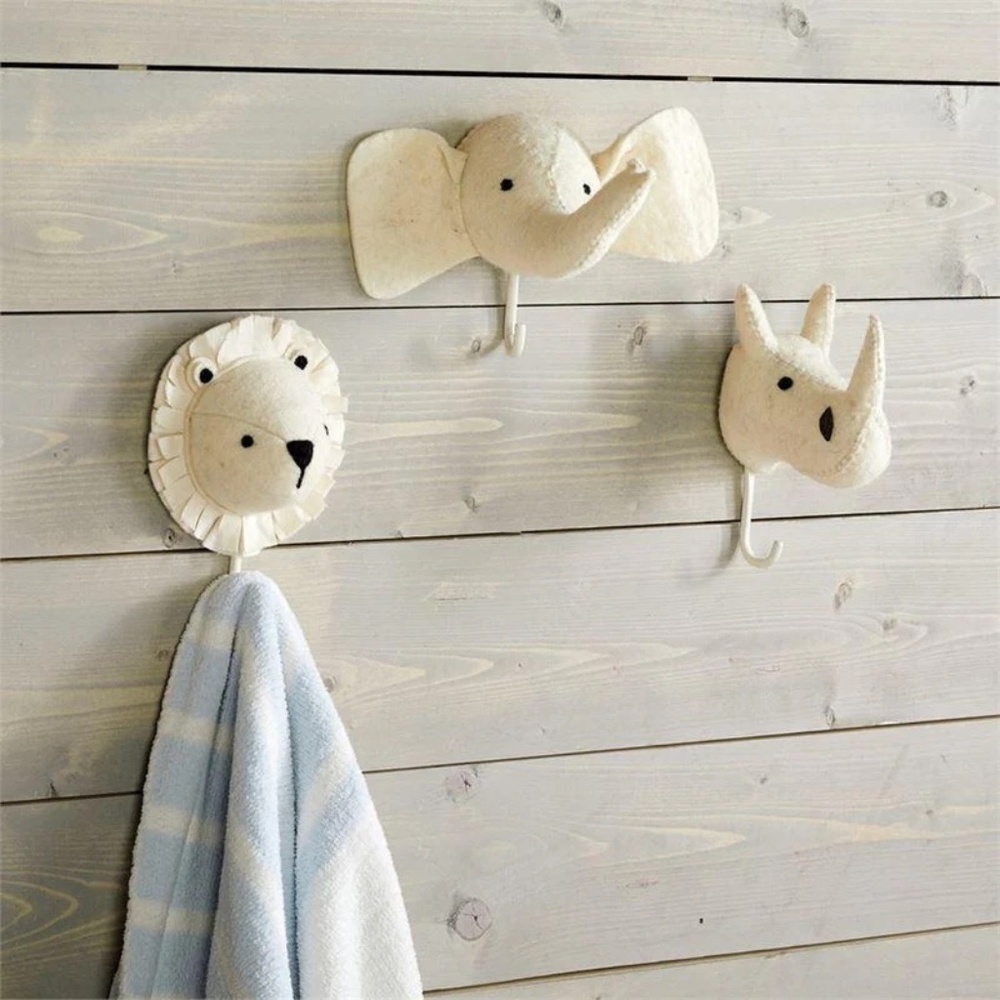 NWT Mud Pie Wool Safari Rhino Wall Hook